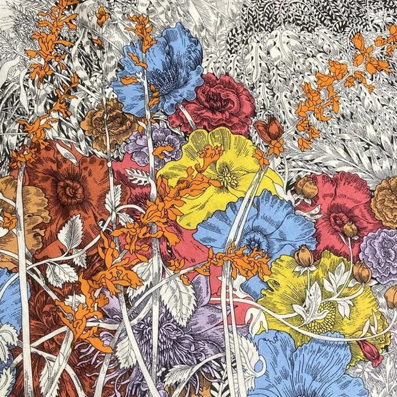 Auth HERMES Carrejean/Shawl Carre 140 - Cream Multi Cashmere Silk Scarf - Picture 10 of 10